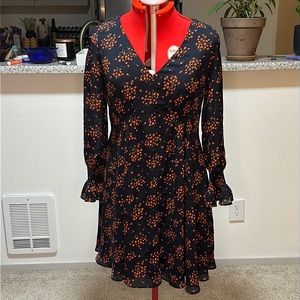 Ann Taylor Bouquet Smocked Cuff Dress in Night Sky